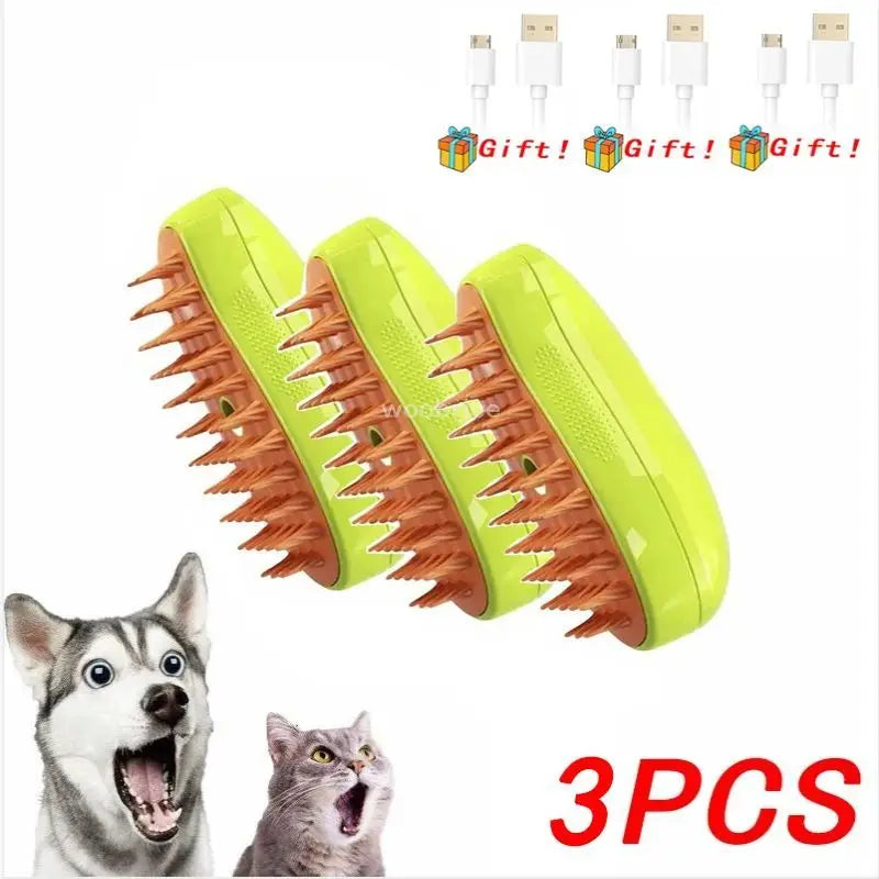 Rechargeable Steam Cat Grooming Brush Steamy To Remove Loose Hair 3 in1 Electric Self Cleaning Spray Dog Brush Massage Pet Combs