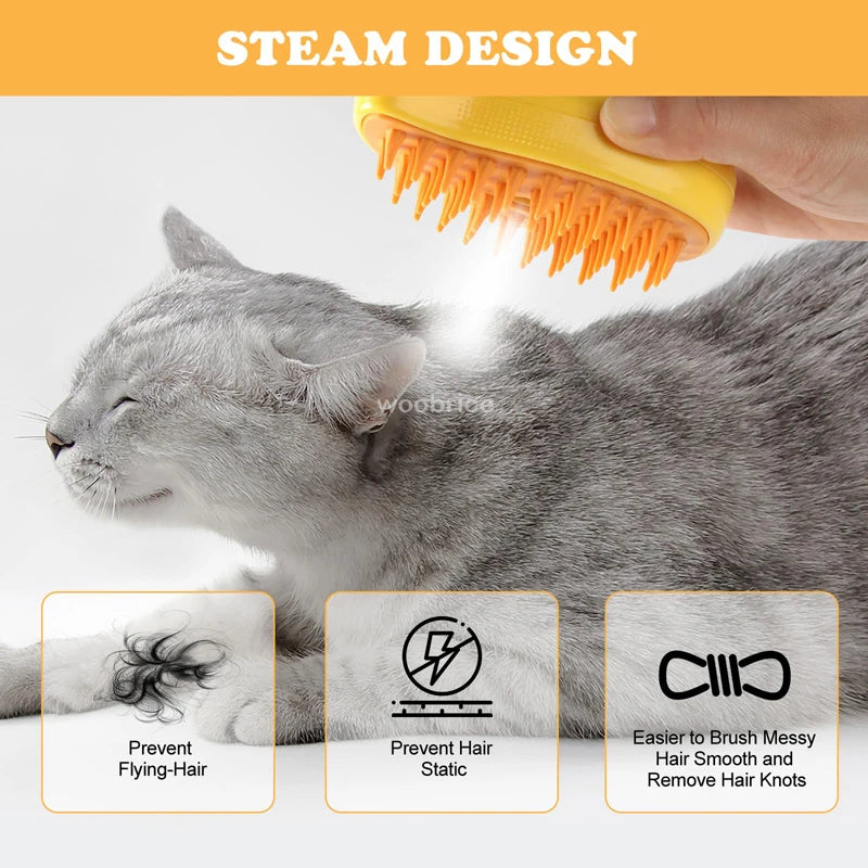 Rechargeable Steam Cat Grooming Brush Steamy To Remove Loose Hair 3 in1 Electric Self Cleaning Spray Dog Brush Massage Pet Combs