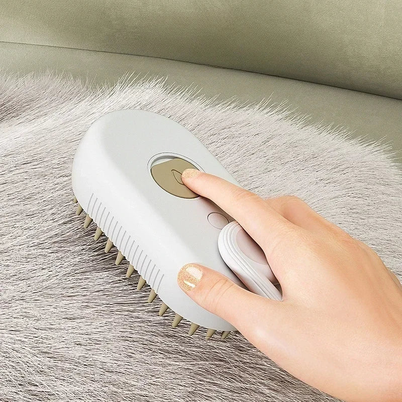 3-in-1 Rechargeable Steam Brush for Cats & Self Cleaning Comb Ideal for Cats Brushing and Steam Technology to Eliminate Knots