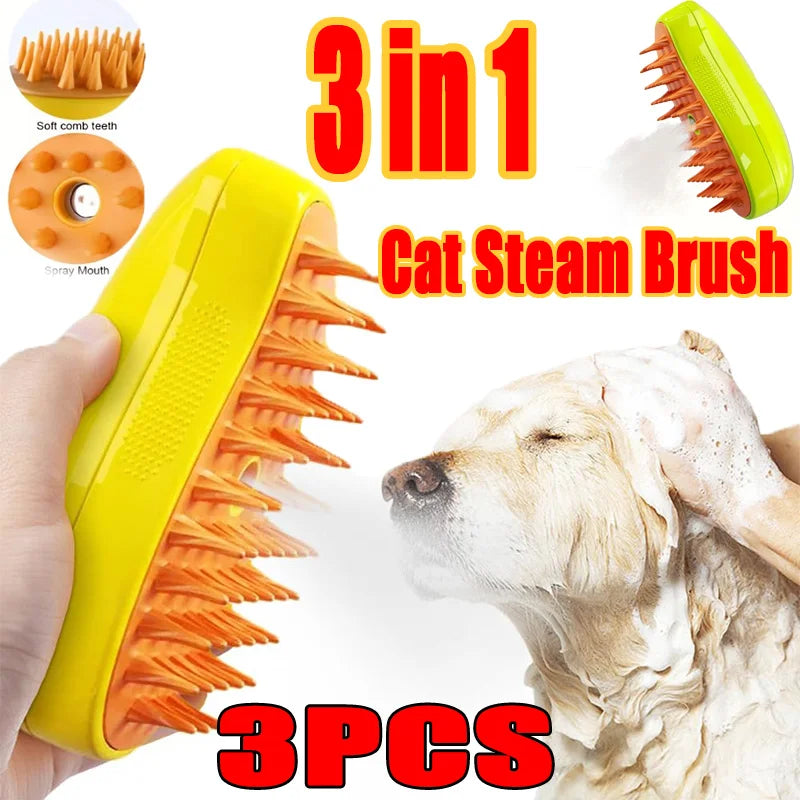 Rechargeable Steam Cat Grooming Brush Steamy To Remove Loose Hair 3 in1 Electric Self Cleaning Spray Dog Brush Massage Pet Combs