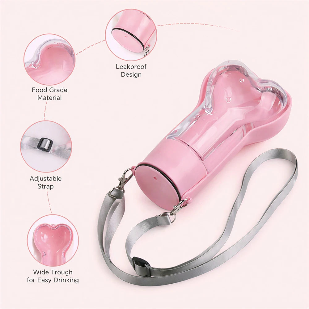 Portable Dog Water Bottle Leakproof Pet Drinking Bowls for Dogs Cats Puppy Outdoor Travel Walking Feeder Dispenser with Strap