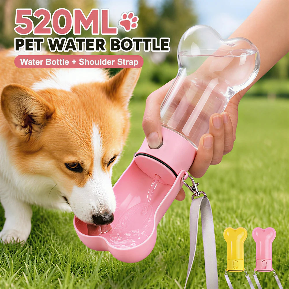 Portable Dog Water Bottle Leakproof Pet Drinking Bowls for Dogs Cats Puppy Outdoor Travel Walking Feeder Dispenser with Strap