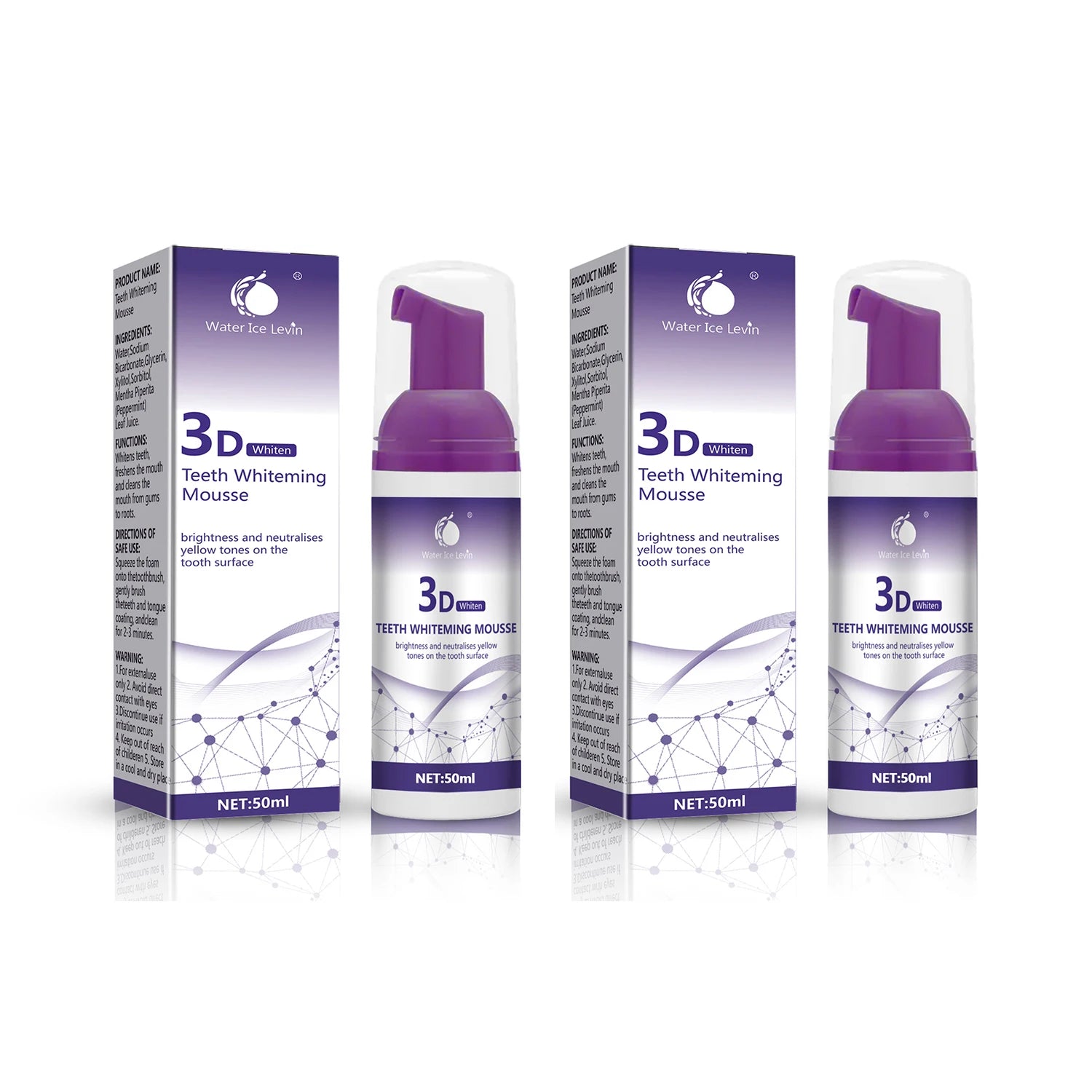 50ml Purple Whitening Mousse Toothpaste, Lightweight Mini Whitening Toothpaste, Deep Cleansing, Mild and Refreshing, Fresh Breath, Oral Cleaning and Whitening Toothpaste