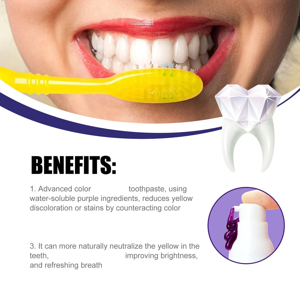 50ml Purple Whitening Mousse Toothpaste, Lightweight Mini Whitening Toothpaste, Deep Cleansing, Mild and Refreshing, Fresh Breath, Oral Cleaning and Whitening Toothpaste