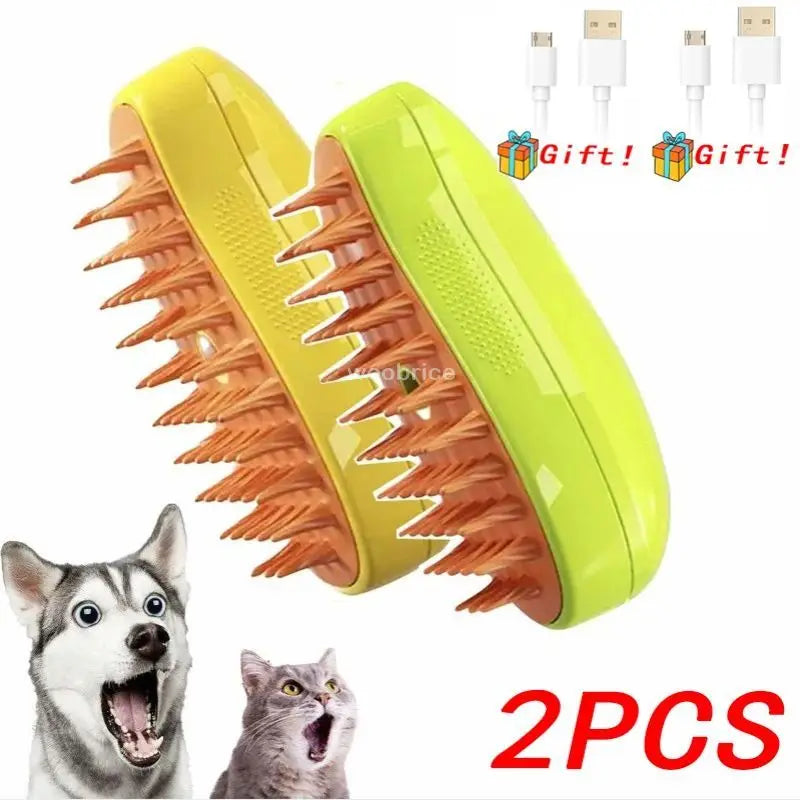 Rechargeable Steam Cat Grooming Brush Steamy To Remove Loose Hair 3 in1 Electric Self Cleaning Spray Dog Brush Massage Pet Combs