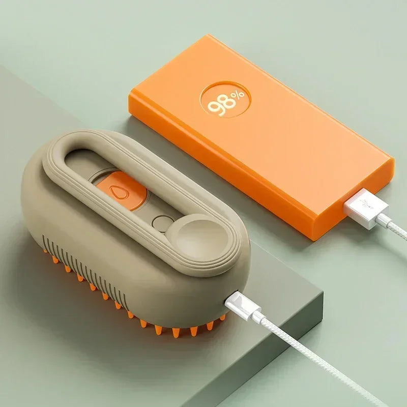 3-in-1 Rechargeable Steam Brush for Cats & Self Cleaning Comb Ideal for Cats Brushing and Steam Technology to Eliminate Knots