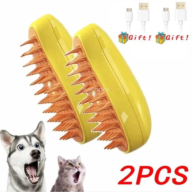 Rechargeable Steam Cat Grooming Brush Steamy To Remove Loose Hair 3 in1 Electric Self Cleaning Spray Dog Brush Massage Pet Combs