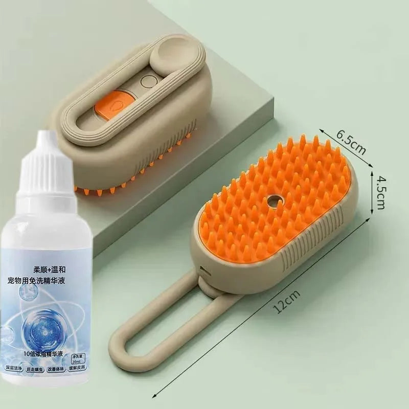 3-in-1 Rechargeable Steam Brush for Cats & Self Cleaning Comb Ideal for Cats Brushing and Steam Technology to Eliminate Knots