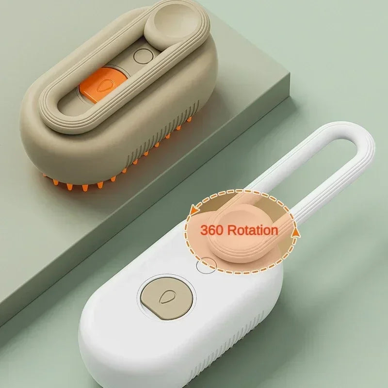 3-in-1 Rechargeable Steam Brush for Cats & Self Cleaning Comb Ideal for Cats Brushing and Steam Technology to Eliminate Knots